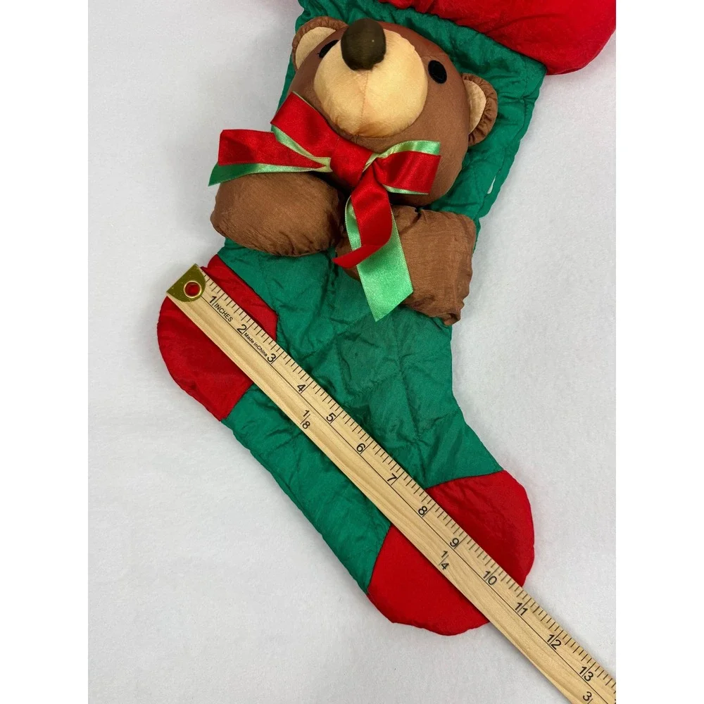 Adorable‎ Teddy Bear Christmas Stocking Holiday Decoration Festive Decor Vintage